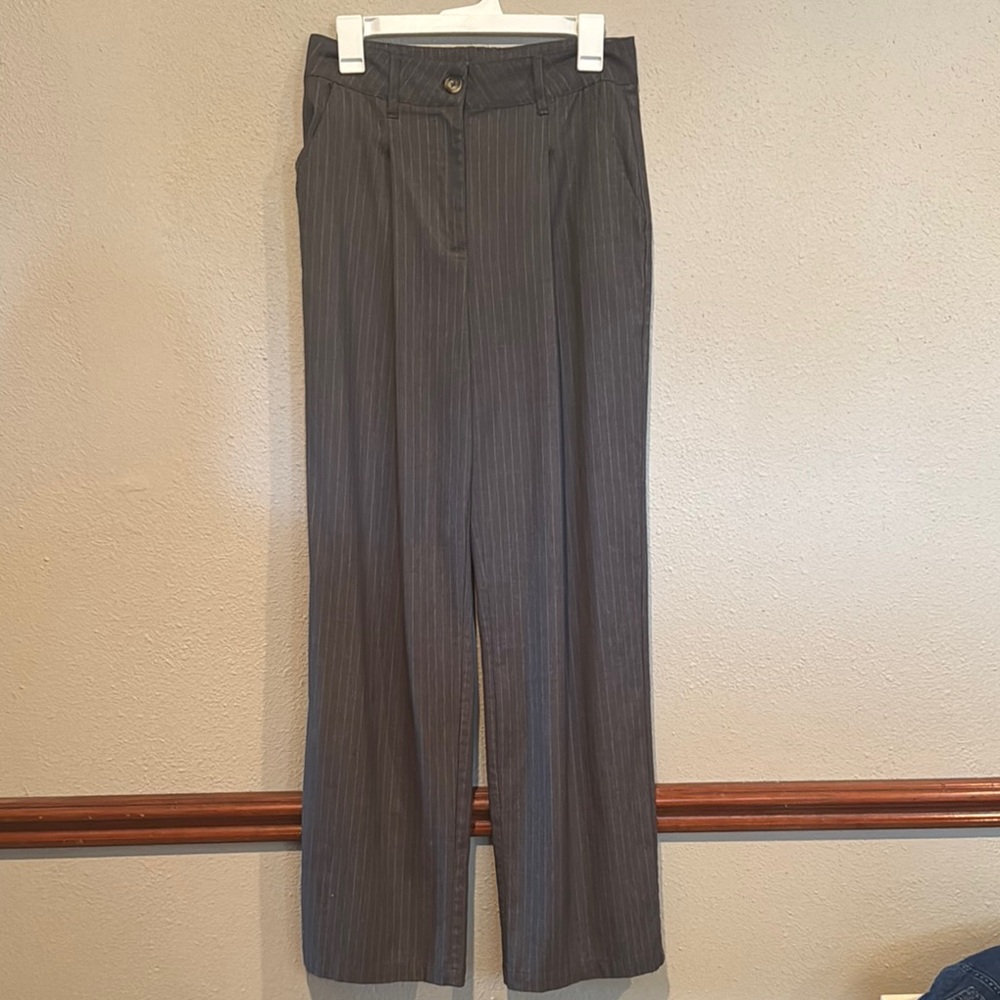 Elegant Charcoal Pinstripe Pants